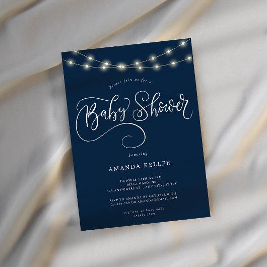 Invitation Baby shower minimaliste élégant bleu