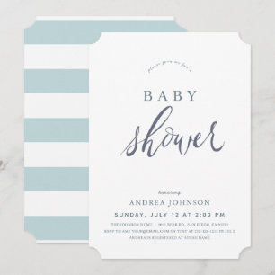 Invitation Baby shower minimaliste Elegant Blue Boy