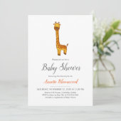 Invitation Baby shower minimaliste Giraffe Cute (Debout devant)
