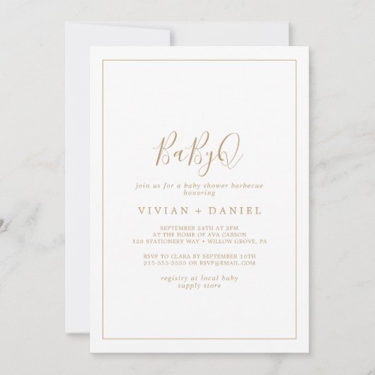 Invitation Baby shower minimaliste Gold BabyQ (Devant)