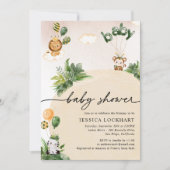 Invitation Baby shower minimaliste Jungle Safari fille (Devant)