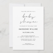 Invitation Baby shower minimaliste manuscrit (Devant)