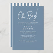 Invitation Baby shower minimaliste moderne Dusty Blue Script (Devant / Derrière)