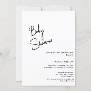Invitation Baby shower minimaliste moderne manuscrit