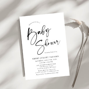 Invitation Baby shower minimaliste moderne noir et blanc