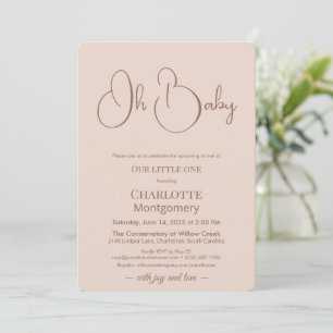 Invitation Baby-Shower minimaliste moderne Rose poudré