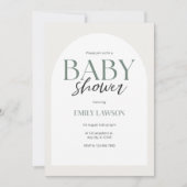 Invitation Baby shower minimaliste neutre en beige (Devant)