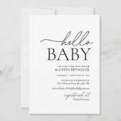 Invitation Baby shower minimaliste noir et blanc Hello (Devant)