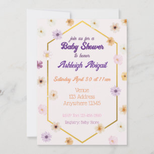 Invitation Baby Shower Minimaliste Or Pastel Floral