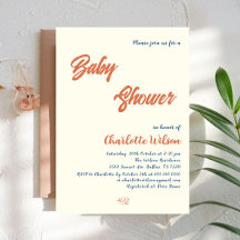 Baby Shower Minimaliste Orange Genre Neutre