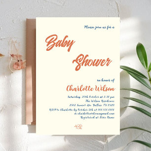 Invitation Baby Shower Minimaliste Orange Genre Neutre