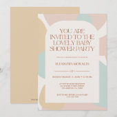 Invitation Baby shower minimaliste Pastel Beige (Devant / Derrière)