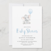 Invitation Baby shower minimaliste pour éléphant mignon (Devant)
