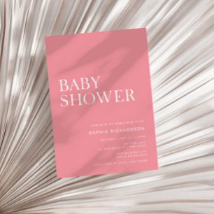 Invitation Baby shower minimaliste rose rose