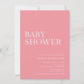 Invitation Baby shower minimaliste rose rose (Devant)