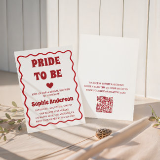 Invitation Baby-shower minimaliste rouge élégant avec QR code