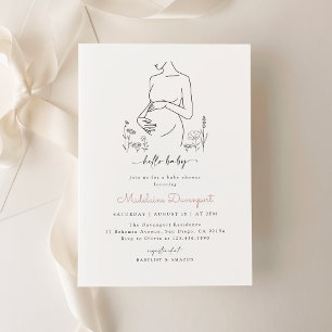Invitation Baby shower minimaliste Silhouette de grossesse