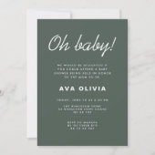 Invitation Baby shower minimaliste vert foncé (Devant)
