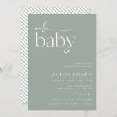 Invitation Baby shower minimaliste Vert Sage (Devant / Derrière)