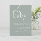 Invitation Baby shower minimaliste Vert Sage (Debout devant)