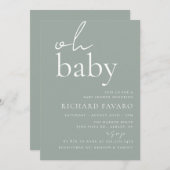 Invitation Baby shower minimaliste Vert Sage (Devant / Derrière)