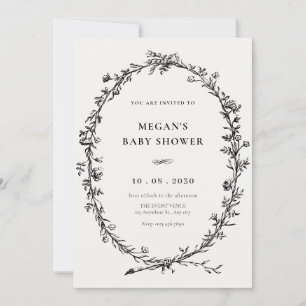 Invitation Baby shower minimaliste vintage simple