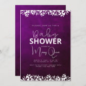 Invitation Baby shower minimaliste violet (Devant / Derrière)