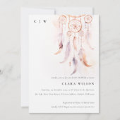 Invitation Baby shower minimum Boho Feather Dreamcatcher (Devant)