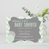 Invitation Baby shower Mint Chic Chevron (Debout devant)