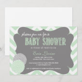 Invitation Baby shower Mint Chic Chevron (Devant / Derrière)