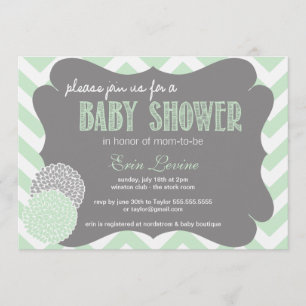 Invitation Baby shower Mint Chic Chevron