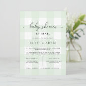 Invitation Baby shower Mint Green En vichy Par Courrier Invit (Debout devant)