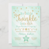 Invitation Baby shower Mint Twinkle Little Star (Devant)