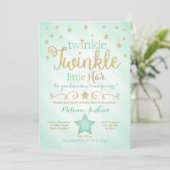 Invitation Baby shower Mint Twinkle Little Star (Debout devant)
