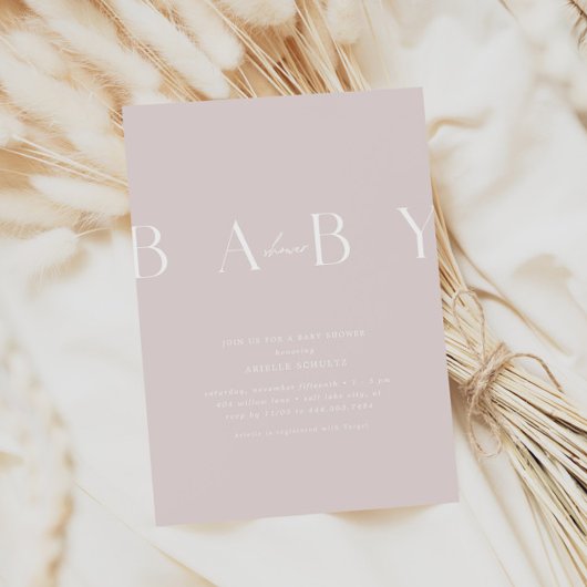 Invitation Baby shower minuscule rose pâle ultra-moderne