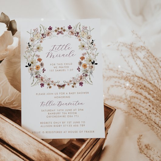 Invitation Baby shower Miracle de la petite couronne de fleur