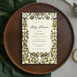 Invitation Baby Shower Mixte Art Nouveau Vintage