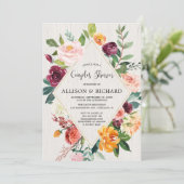 Invitation Baby shower mixte des couples floraux de automne r (Debout devant)