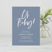 Invitation Baby Shower Mixte Simple Calligraphié (Debout devant)