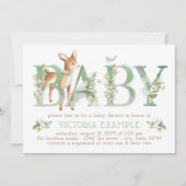Invitation Baby Shower Mixte Thème Forêt et Cerf (Devant)
