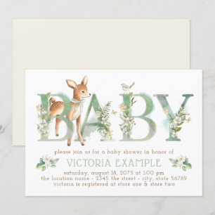 Invitation Baby Shower Mixte Thème Forêt et Cerf