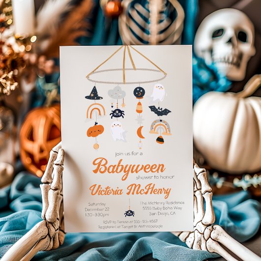 Invitation Baby shower mobile BabyWeen Halloween Ghost