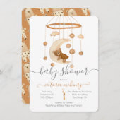 Invitation Baby shower mobile Boho Bear Moon (Devant / Derrière)