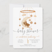 Invitation Baby shower mobile Boho Bear Moon (Devant)