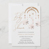 Invitation Baby shower mobile Boho Blush Pink Sheep (Devant)