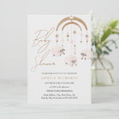 Invitation Baby shower mobile Boho Blush Pink Sheep (Debout devant)