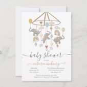 Invitation Baby shower mobile Boho Elephant Balloons (Devant)