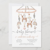 Invitation Baby shower mobile Boho Scandi Deer Forest (Devant)