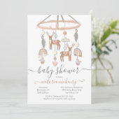 Invitation Baby shower mobile Boho Scandi Deer Forest (Debout devant)