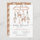 Invitation Baby shower mobile Boho Scandi Deer Forest (Devant / Derrière)